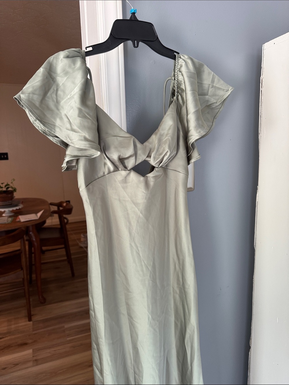 NWT Sage Maxi Dress with Flutter Sleeves and Front Cutout